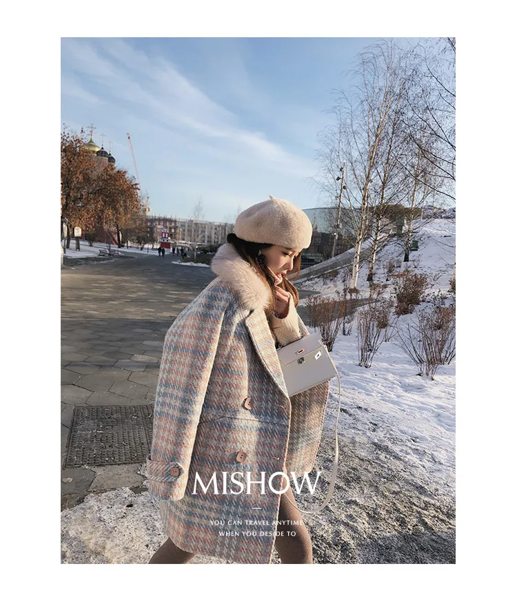 Mishow Женское пальто Верхняя одежда зимняя одежда Модное теплое шерстяное женское элегантное двубортное шерстяное пальто MX18D9679