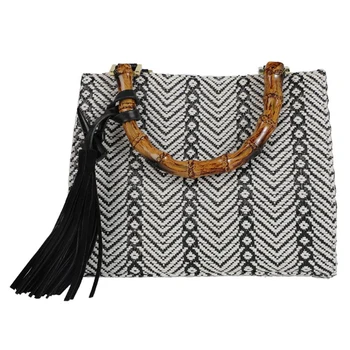 

Woven Bamboo Handle Ladies Handbag Fashion Wild Bamboo Handle Line Handbag