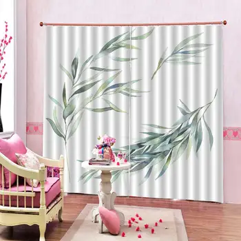 

green leaf curtains 3D Window Curtain 3d print Luxury Blackout For Living Room Drapes Cortinas