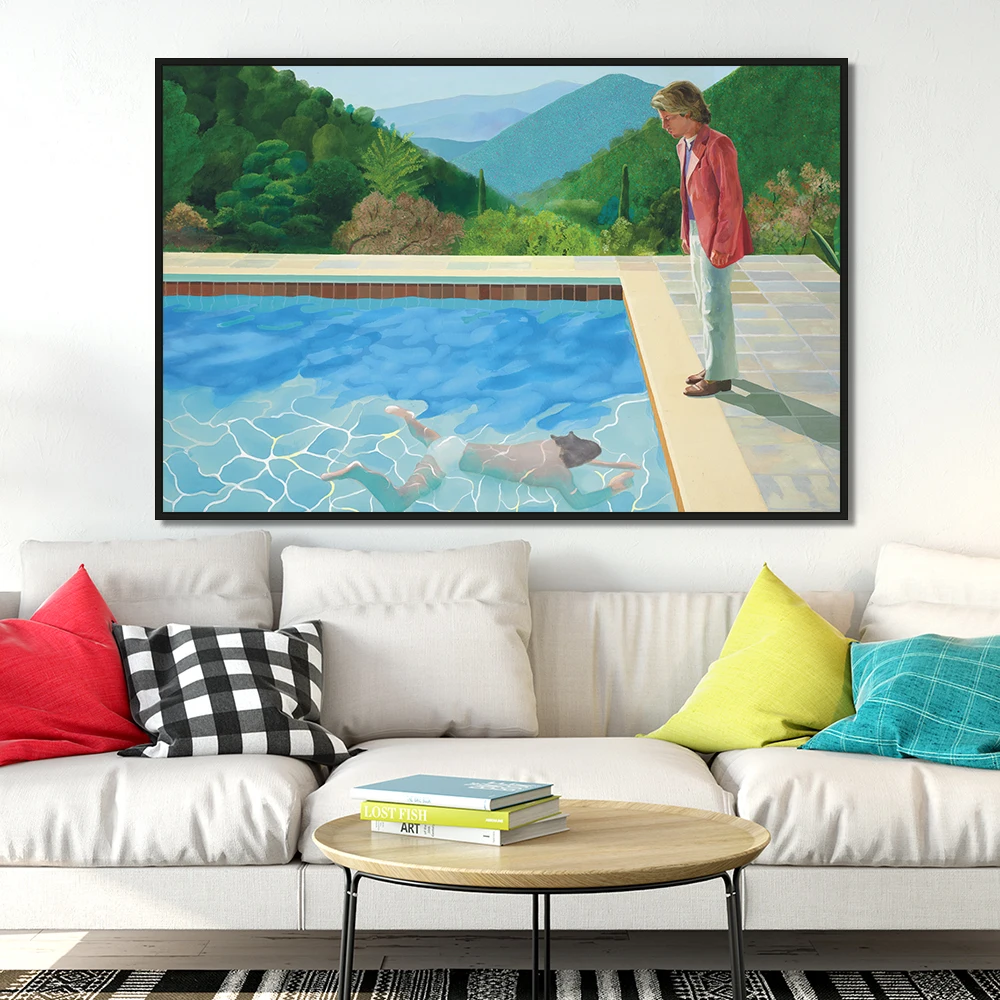 David Hockney Pool с двумя фигурами Картина на холсте плакаты принты квадратные картины