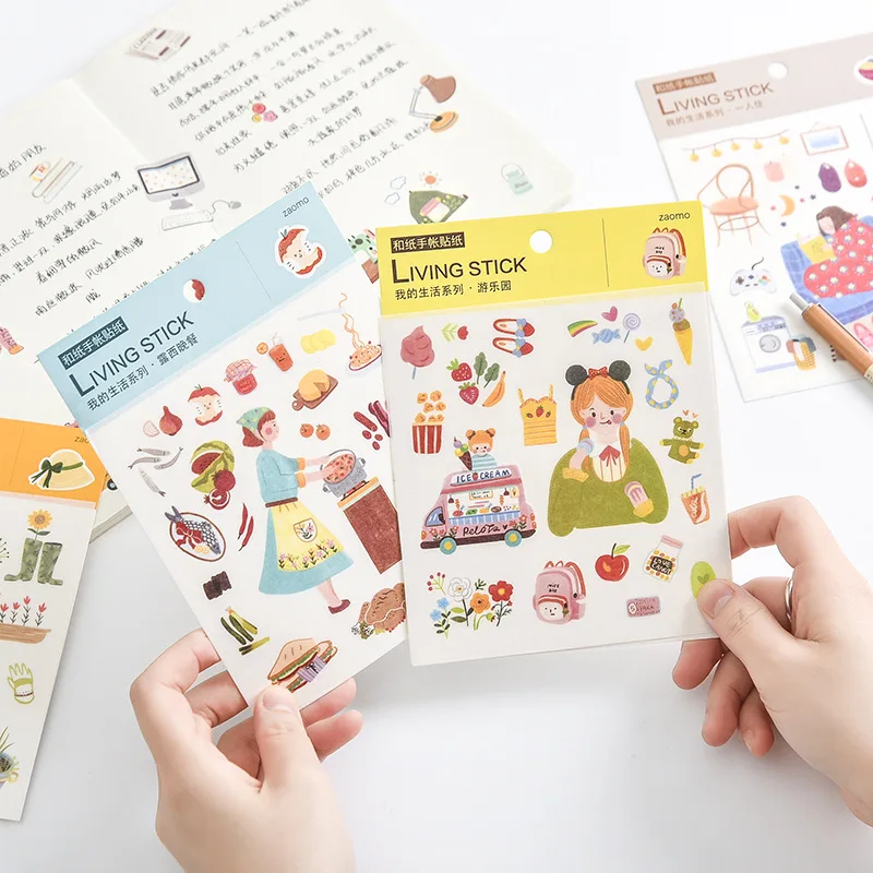

5pcs/lot Stickers Bullet Journal Washi Paper Stickers Decor DIY Diary Scrapbooking Label Kids Stickers Stationery Stickers D20