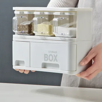 

Kitchen plastic seasoning box combination set drawer type seasoning jar seasoning box pepper seasoning storage box LB52605