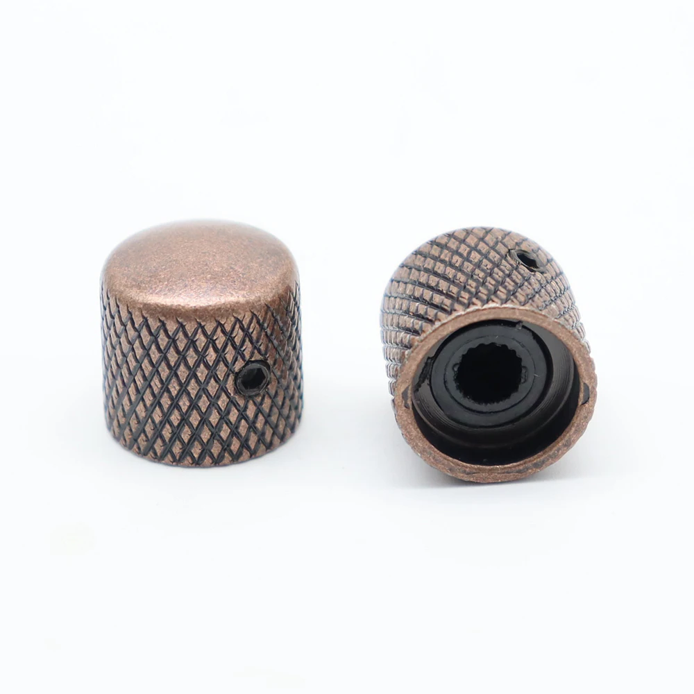 3pc/4pc 6mm 금속 돔 톤 기타 볼륨 톤 손잡이 일렉트릭 기타베이스 용 렌치가있는 전위차계 제어 손잡이 빨간색 구리