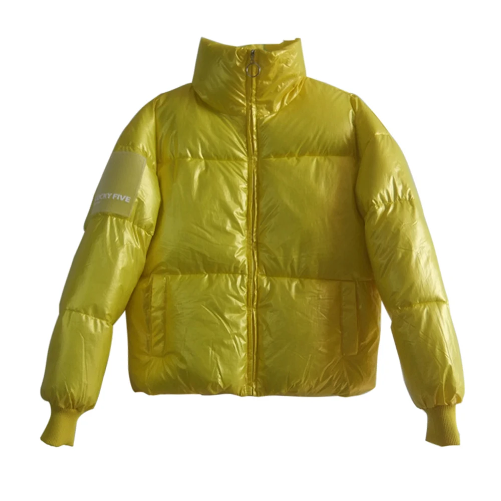 Litthing глянцевая новая зимняя хлопковая стеганая куртка для женщин Толстая яркая черная короткая блестящая куртка желтая красная хлопковая парка