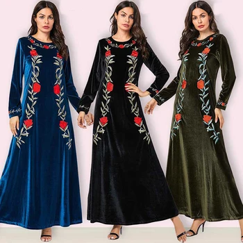 

Velvet Kaftan Abaya Turkish Long Sleeve Hijab Muslim Dress Islamic Clothing Abayas For Women Caftan Dubai Elbise Djelaba Femme