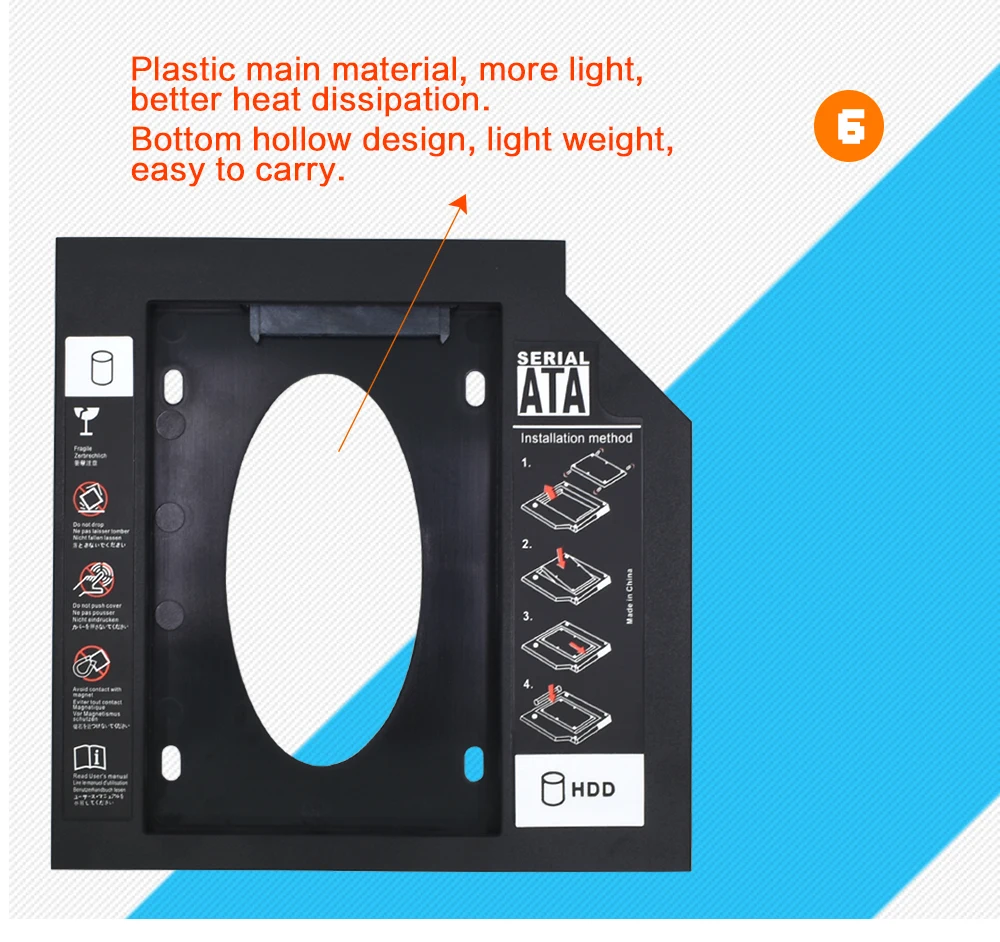 Универсальный Tishric все пластиковые 2," 2nd Hdd Caddy 9,5 мм SATA 3,0 адаптер DVD HDD жесткий диск Корпус для ноутбука DVD Optibay