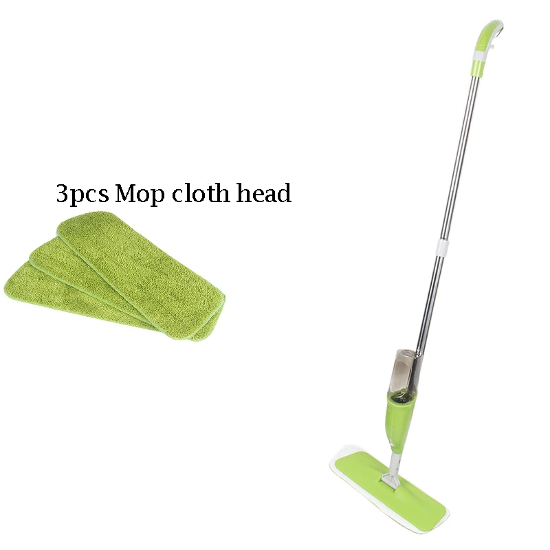Green with 3pc cloth Распылительная швабра с распылителем деревянный пол керамическая плитка Автоматическая плоская Швабра очиститель пола для дома инструмент для уборки дома со шваброй - Цвет: Green with 3pc cloth