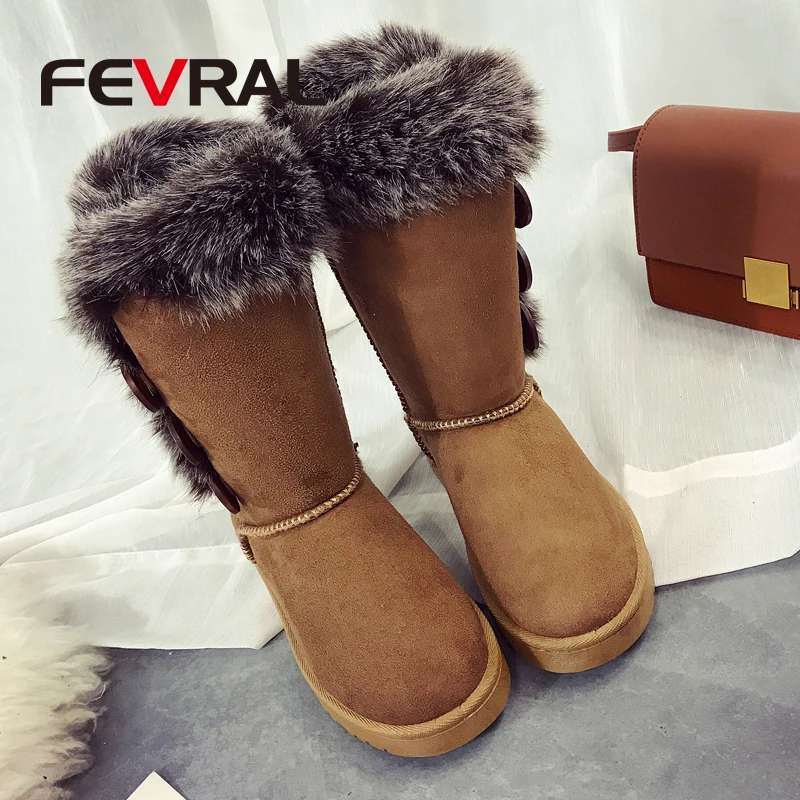 FEVRAL/Размеры 35-41; женская зимняя обувь Модные Качественные зимние ботинки теплые повседневные женские ботинки на меху с нескользящей подошвой