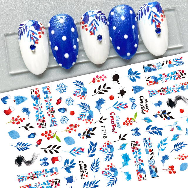 Christmas and Halloween Nail Art Sticker Bow Elk Snowflake Star Nail Slider Skull Lips Snake Nail Art Decal