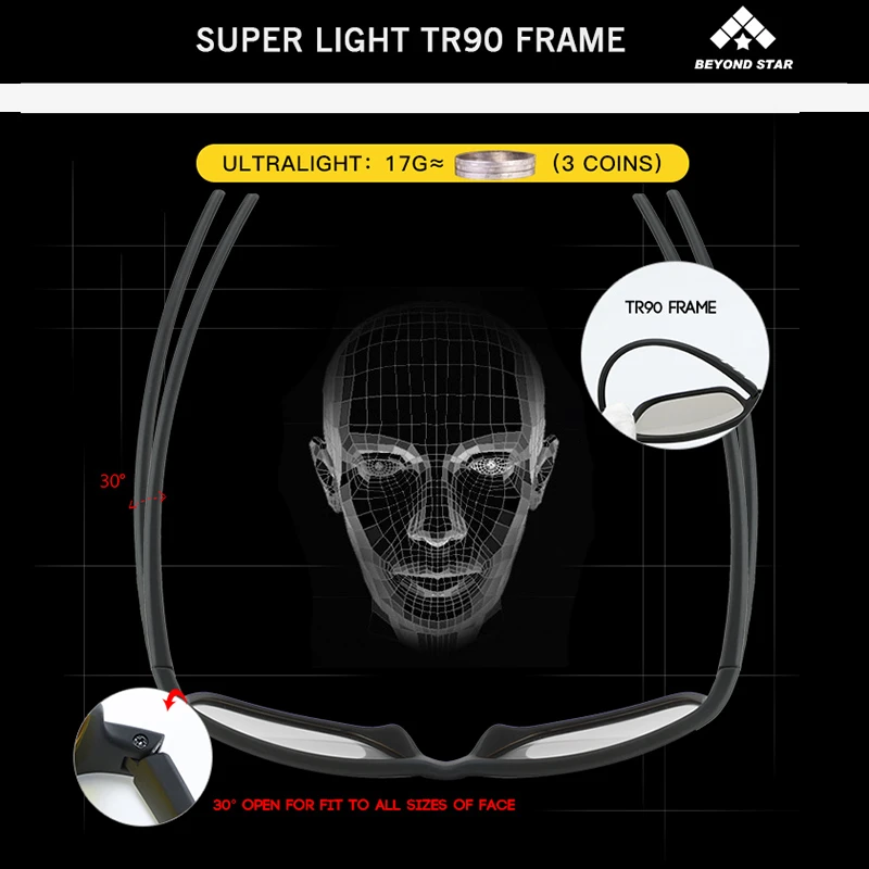 Рамка BEYONDSTAR TR90 автоматически переключает меняющиеся цвета поляризованные фотохромные солнцезащитные очки мужские солнцезащитные очки для вождения UV400 TR9137