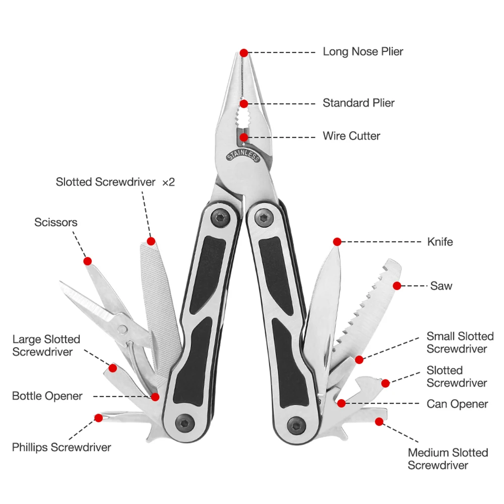 15 in 1 Multi Plier Stainless Steel Multitool Wire Stripper Crimping Tool WORKPRO For Camping Survival Hiking wire stripper,universal pliers,hand tools,stripping pliers,crimping tool,crimping tools,wire stripping pliers,crimping pliers,multifunctional pliers,multifunctional tools