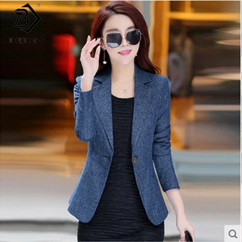 

2019 Autumn New Women's Solid Elegent Jacket Single Button Notched Full Sleeve Slim Pocket Coat Female Clothing C98304K
