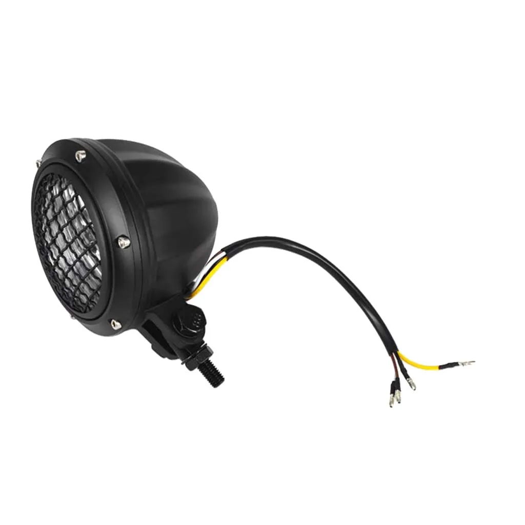  12V Black Retro Front Headlight Headlamp Universal for Motorcycles Dirtbike Waterproof Fits for Harley Yamaha 