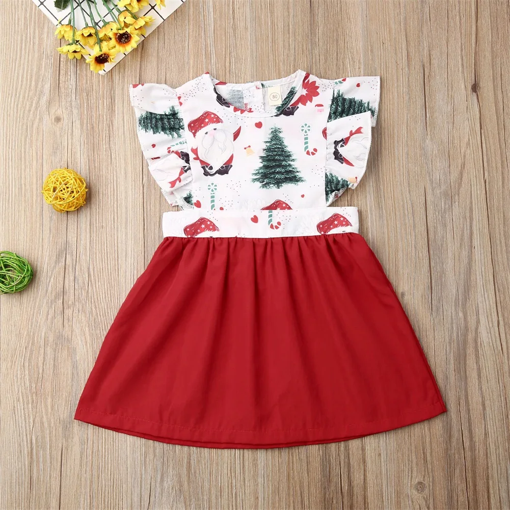 Рождественское платье для маленьких девочек; комбинезон; Одинаковая одежда для сестры; комплект одежды с принтом Санта-Клауса; Рождественский комплект