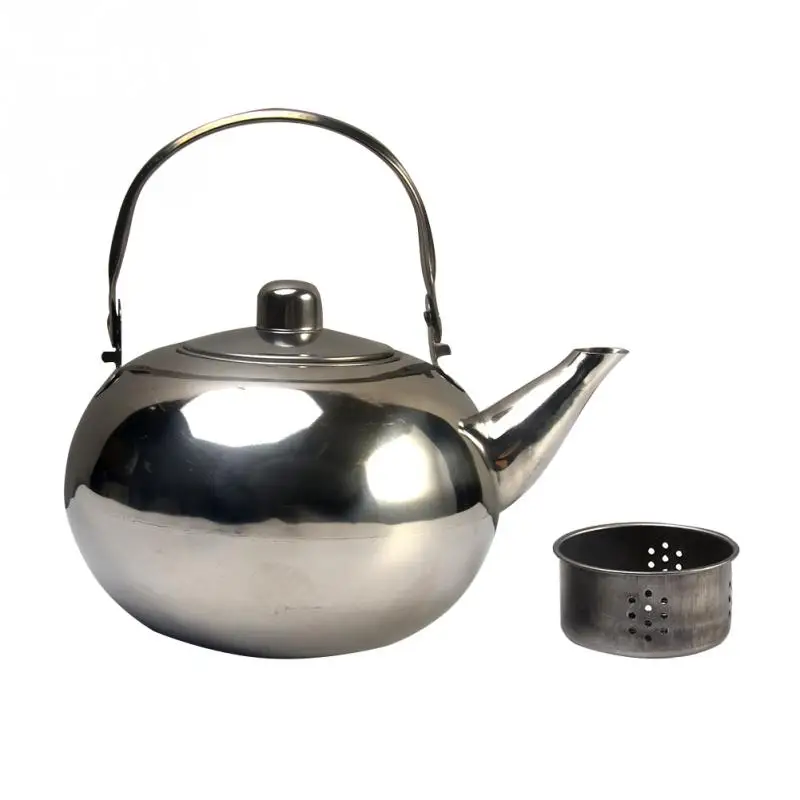 1 pcs Restaurant Teapot With Filter Safe Durable Ball Shape Kettle Stainless Steel Large Capacity container For Hotel