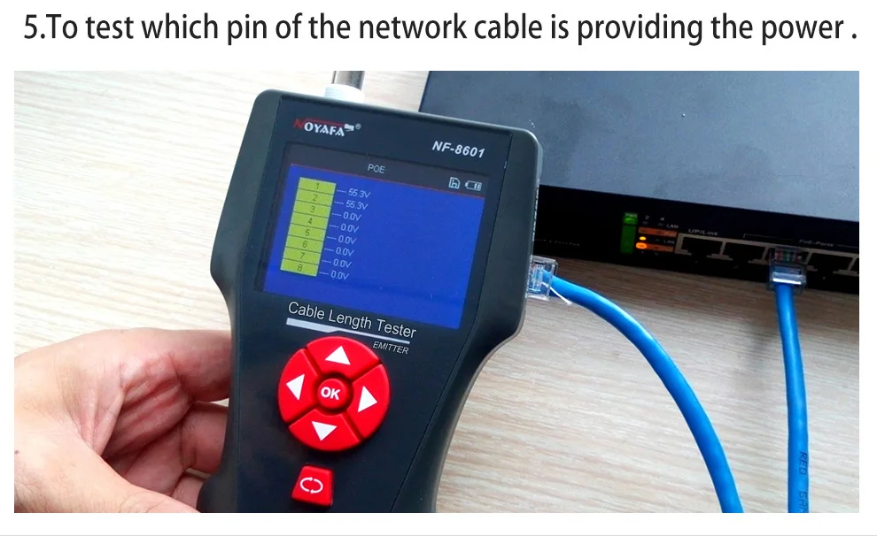 NOYAFA NF-8601W Многофункциональный тестер сетевого кабеля ЖК-дисплей тестер длины кабеля тестер точки останова английская версия NF_8601W