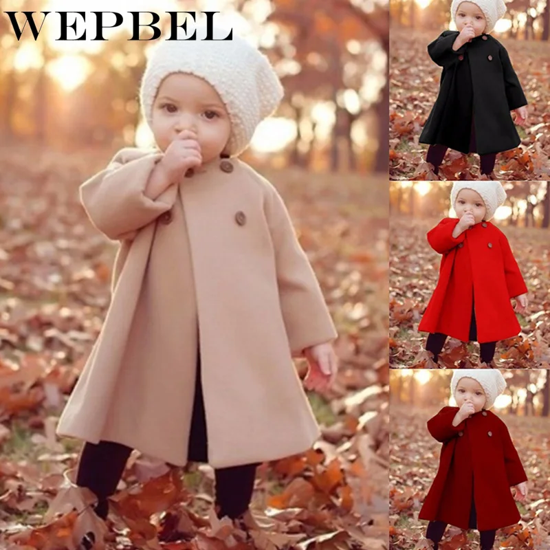 WEPBEL/пальто для маленьких девочек; куртка с длинными рукавами; сезон осень-зима; Повседневная модная новинка; теплая верхняя одежда в стиле Ins; Длинная детская одежда