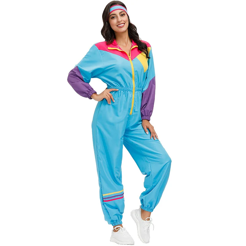 Disfraz de Halloween para mujer, ropa deportiva Retro de los años 80, traje de fiesta de carnaval, vestido| | -