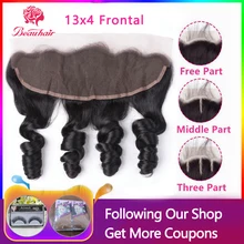 Beau волосы перуанские человеческие волосы 13*4 Кружева Фронтальная не Реми ткачество натуральный цвет свободная волна