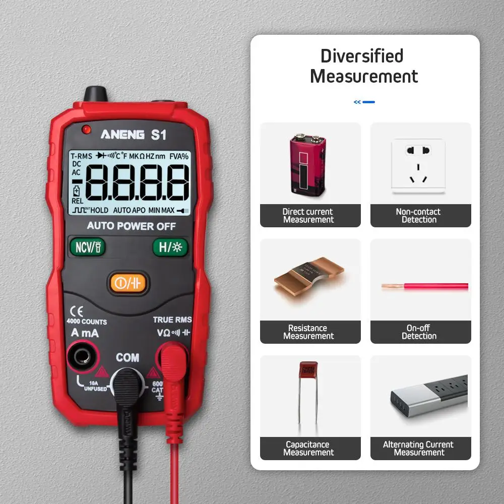 ANENG S1 Цифровой мультиметр True RMS Авто Диапазон Профессиональный ЖК Автоматический Смарт мультиметры Напряжение Амперметр Датчик