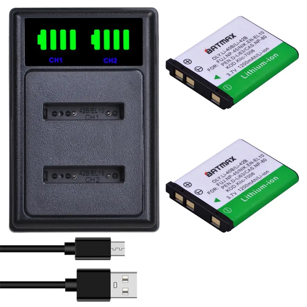 

Batmax Li-40B Li-42B EN-EL10 Battery+New LED USB Dual Charger for Olympus for FUJIFILM fuji NP-45 NP 45 NP45 NP 45A 45B 45S