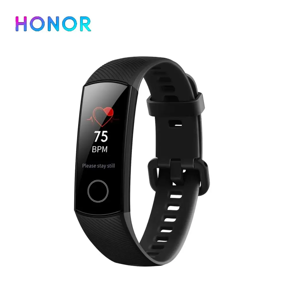 Умный Браслет huawei Honor Band 5, 4, 0,95 дюйма, трекер, умный OLED, для плавания, водонепроницаемый, Bluetooth, фитнес-трекер, сенсорный экран - Цвет: band 5 black