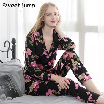 

Valentine's Gift Sexy Silk Pajamas Set Fashion Women's Loose Large Size Long Sleeve Two-Piece Mulberry Silk Casual Homewear