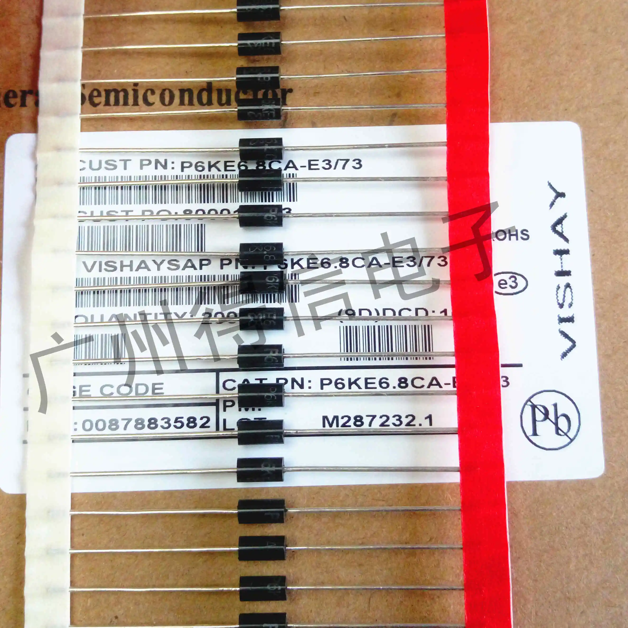100pcs/lot New VISHAY P6KE DO-15 A unidirectional diode TVS tube plug-in taping transient suppression diode free shipping 1 100pcs sm6t18ca bidirectional 18v tvs transient diode silkscreen me package smb smd brand new good quality free shipping