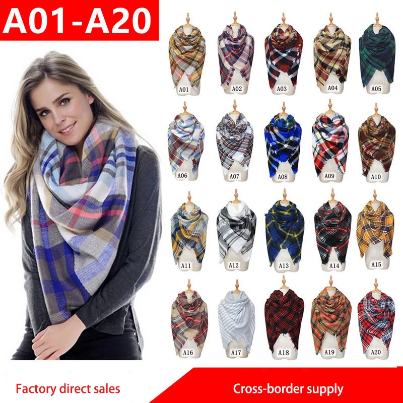 

Women Winter Scarf Plaid Warm Cashmere Scarves Shawls Female Luxury Brand Pashmina Scarf Warm Shawl Support Wholesale and Retail