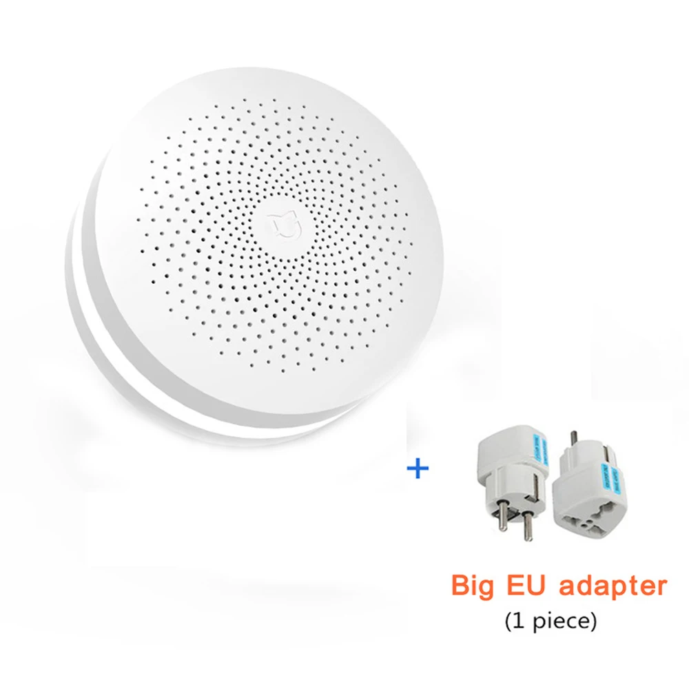 add big EU plug Новинка, Xiaomi Mijia, многофункциональный шлюз, 2 хаба, сигнализация, интеллектуальная, онлайн радио, Ночной светильник, звонок, умный дом, хаб - Цвет: add big EU plug