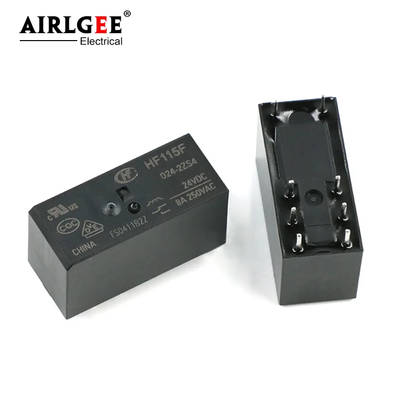 

8-полюсное двухполюсное реле мощности DPDT HF-115F-024-2ZS4, 24 В, в переменного тока, 8 А, 10 шт.