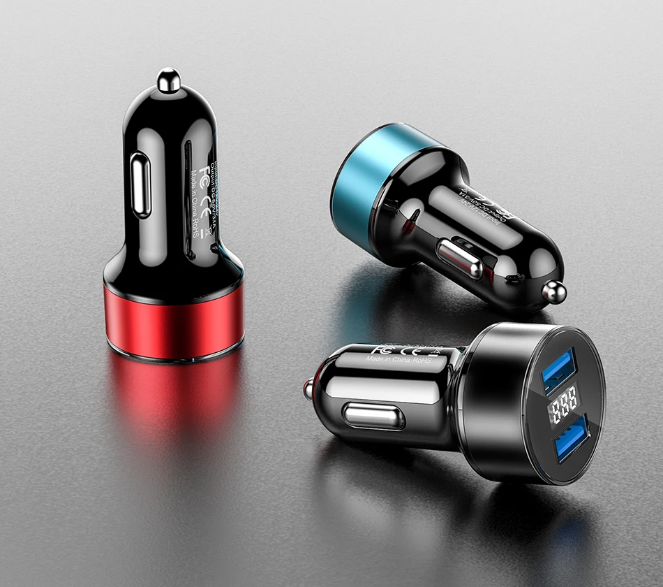 USB Автомобильное зарядное устройство, быстрое зарядное устройство 3,0 для мобильного телефона, Универсальный двойной USB адаптер, цифровой дисплей, зарядное устройство для телефона для samsung Xiaomi