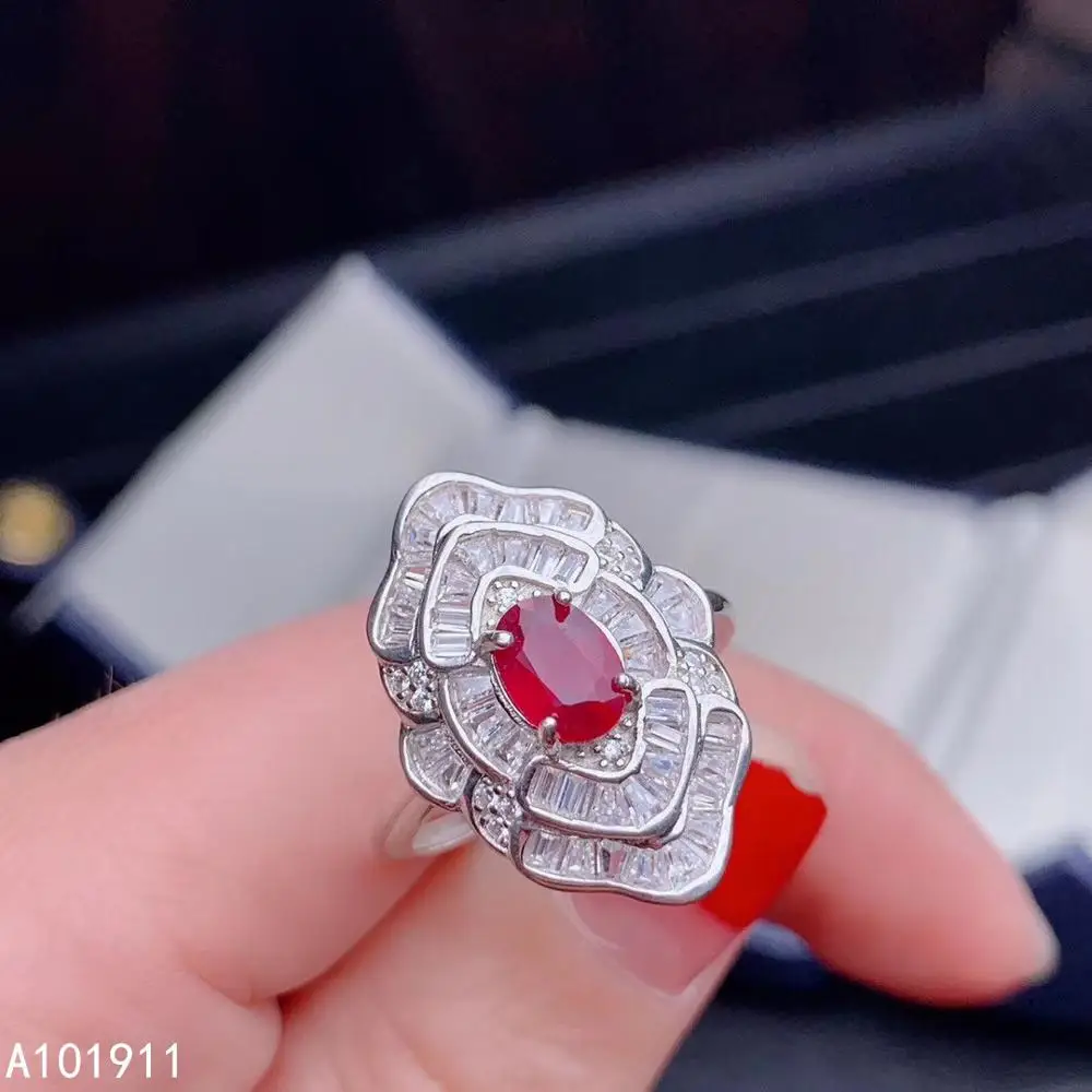 

KJJEAXCMY Fine Boutique Jewelry 925 Sterling Silver Inlaid Natural Ruby Luxurious Popular Female Ring Support Detection Cute