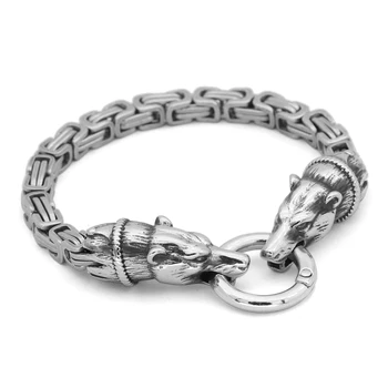 

Norse viking Bear head king chain amulet bracelet for men stainless steel 17-25cm