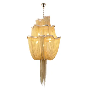 

Modern golden luxury chandeliers linting for living room chandelier with silver fringe For bedroom Aluminum light for kitchen