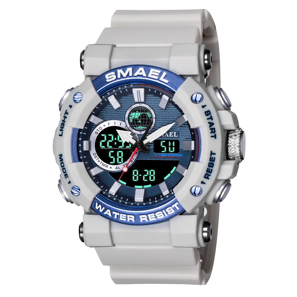 SMAEL Military Watches Men Sport Watch Waterproof Wristwatch Stopwatch Alarm LED Light Digital Watches Men's Big Dial Clock 8048 