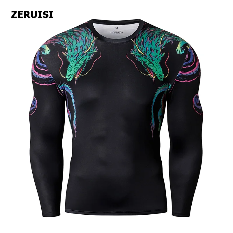 New Arrival 3D Printed T shirts Men Compression Shirt Costume Long Sleeve Tops For Male Fitness Hip hop Clothing - Цвет: JJS82