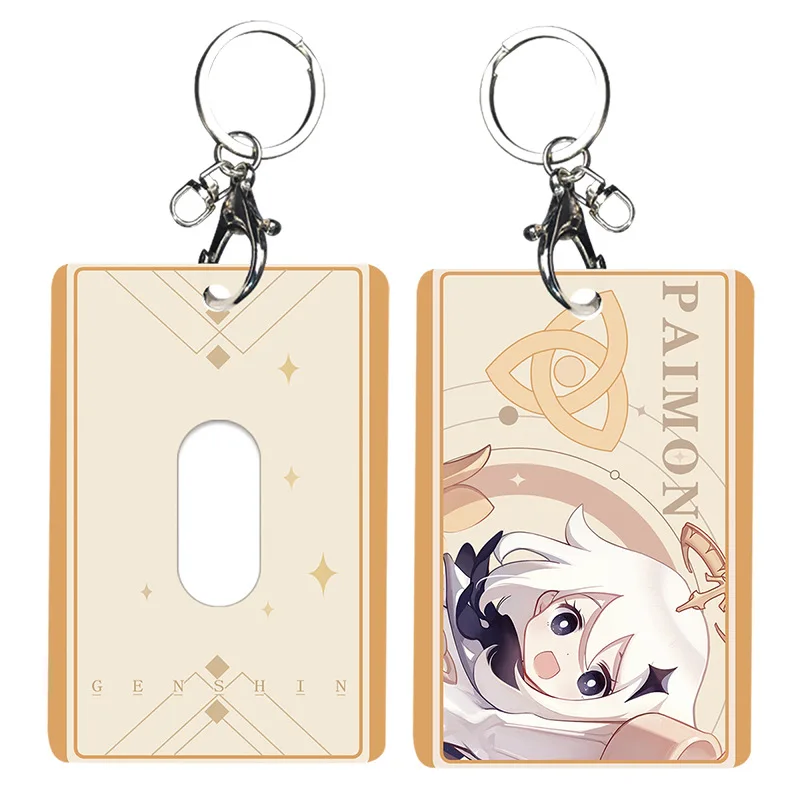 Genshin Impact Paimon Theme Student ID Bus Bank Card Holder Card Case Keychain Pendant Toy Prop Cosplay Gift