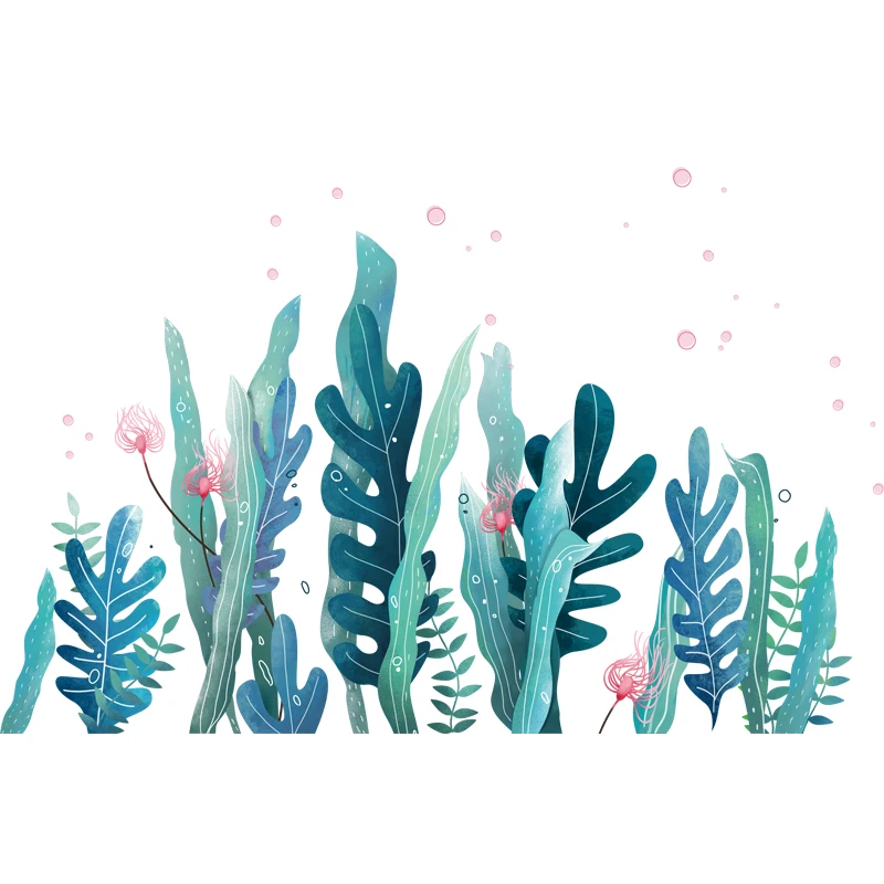 [Shijuekongjian] морские водоросли, наклейки на стену, сделай сам, морские растения, Наклейки на стены для гостиной, детской спальни, украшения дома, аксессуары