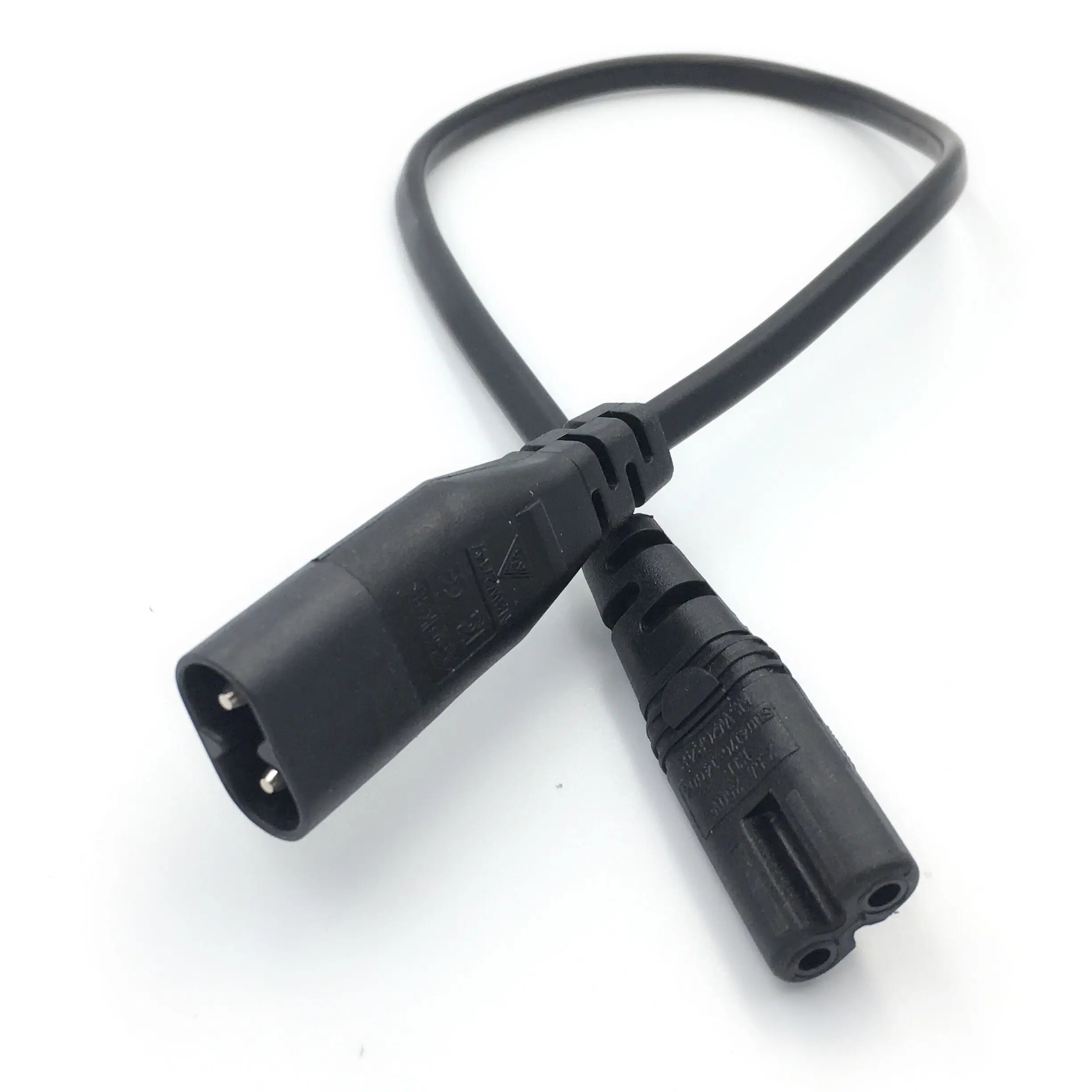 power extension cable power cord ac power cord IEC 320 C8 2Pin Male to 2 x C7 Female Y Split Power Cable About 28CM IEC 320 C7 to C8 extension cords male female 1PC