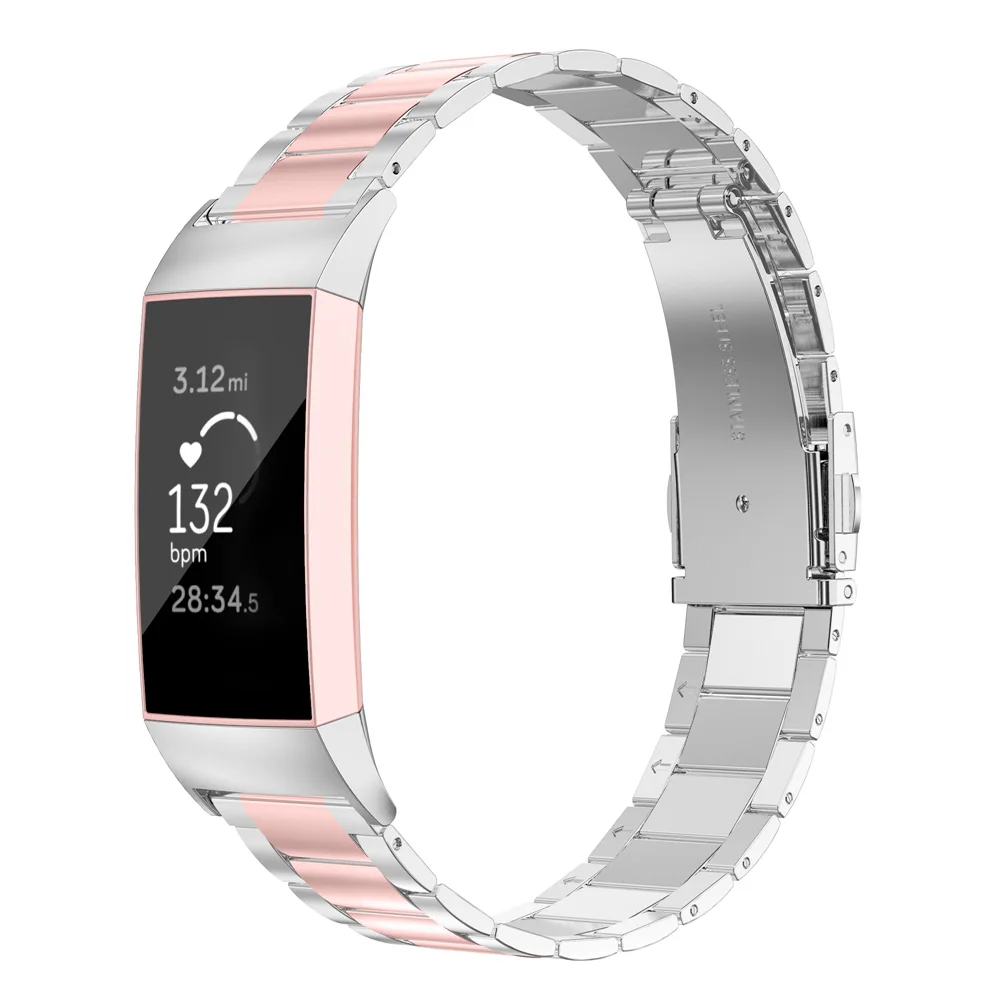 Silver RosePink Металлический ремешок для Fitbit Charge 3 Band для Fitbit Charge 3 сменный ремешок для смарт-часов с надежной пряжкой - Цвет: Silver RosePink