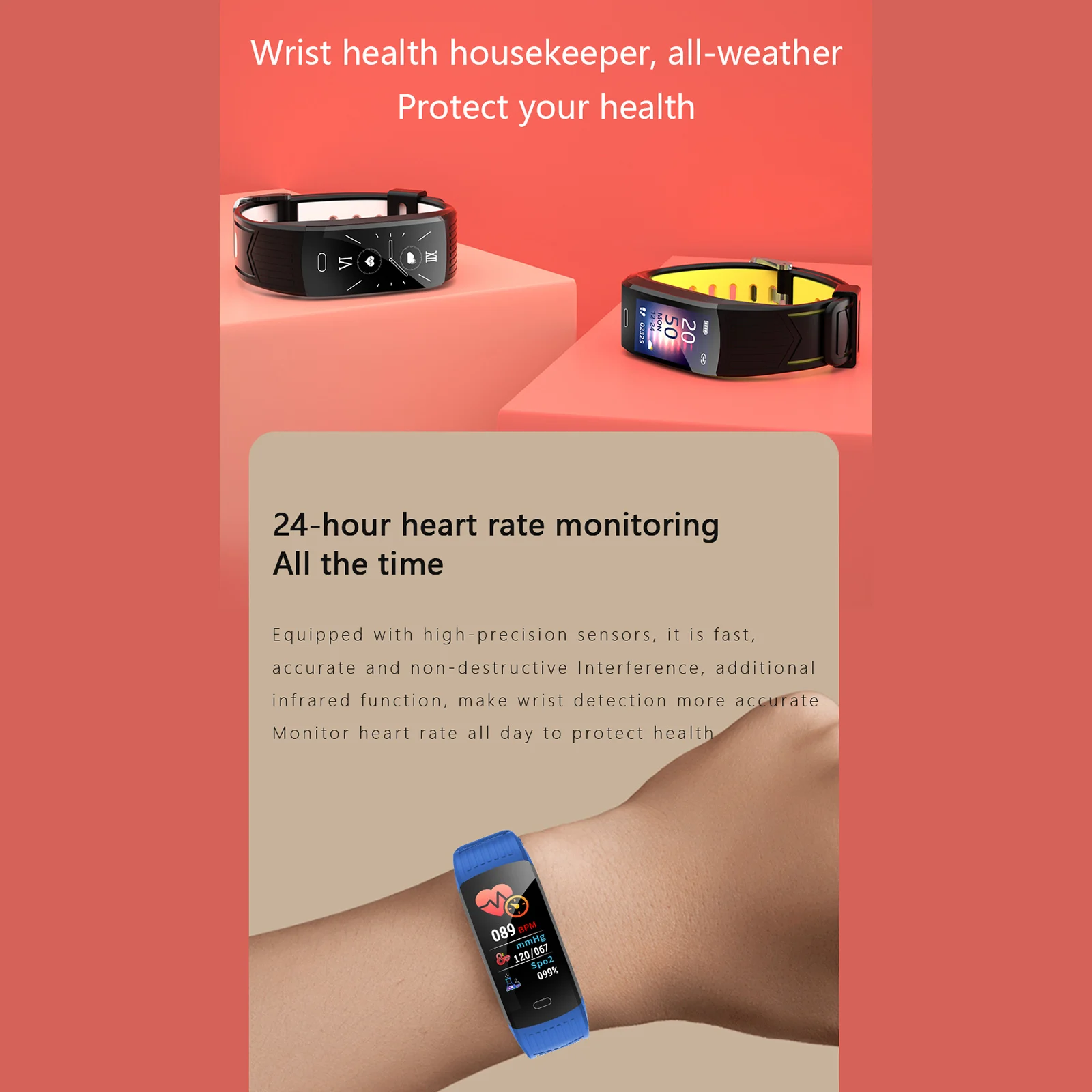 Zero Smart Bracelet 0.96" Touch Screen Fitness Tracker Sleep/Heart Rate/Blood Pressure Monitor Sports Smart Wristband Men Women