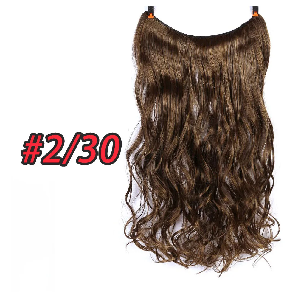 LiangMo, 20 дюймов, невидимая проволока, без зажимов, для наращивания волос, секретная Рыбная линия, шиньоны, Синтетические прямые волнистые волосы для наращивания - Цвет: 2-30