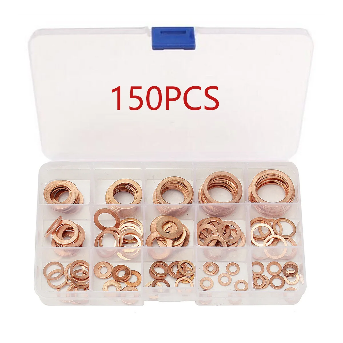 

150pcs Copper Shim 15 Individual Specifications Plug Oil M5 -m20 Copper Level Washer Seal Up Boxed O Type Circle