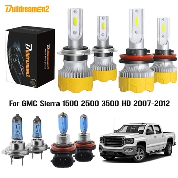 

Buildreamen2 4 X Car Headlight High Low Beam H7 H11 LED Halogen Headlamp White 12V For GMC Sierra 1500 2500 3500 HD 2007-2012
