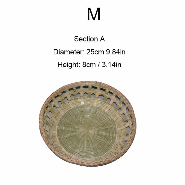 Mdiameter25cm Плетеная корзина для фруктов ручной работы бамбуковый лоток Berad блюдо для овощей для пикника пищевой ящик для посуды домашний декор Panier Osier - Цвет: Mdiameter25cm