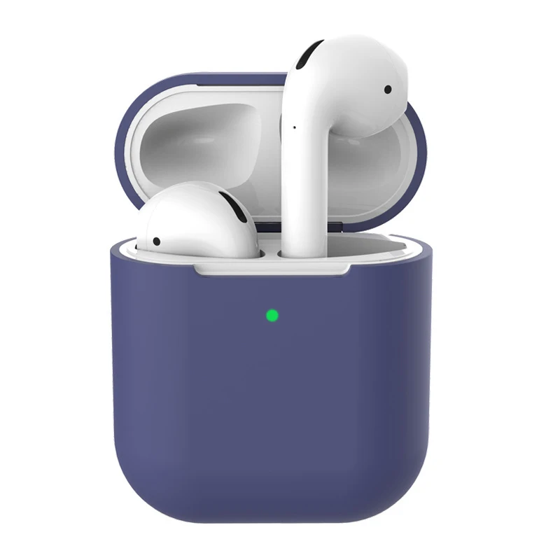 Чехол для наушников Apple AirPods2 Мягкий силиконовый чехол беспроводной Bluetooth защитный чехол для наушников для Air Pods чехол - Цвет: Midnight blue