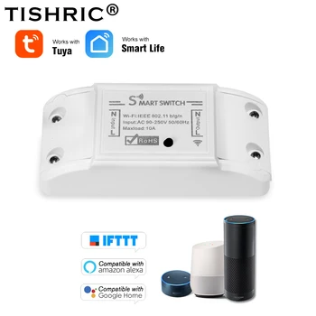 

TISHRIC Tuya Wifi Smart Basic Switch 220V/Timer/Module Wireless Remote Switch Smart Home Work with Google Home Alexa Tuya