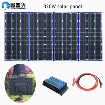 

XINPUGAUNG Highly Portable 18V 320w Solar Panel (80Wx4Pc) China+12V Controller Panels Solar Battery Charge Motorhome RV Car