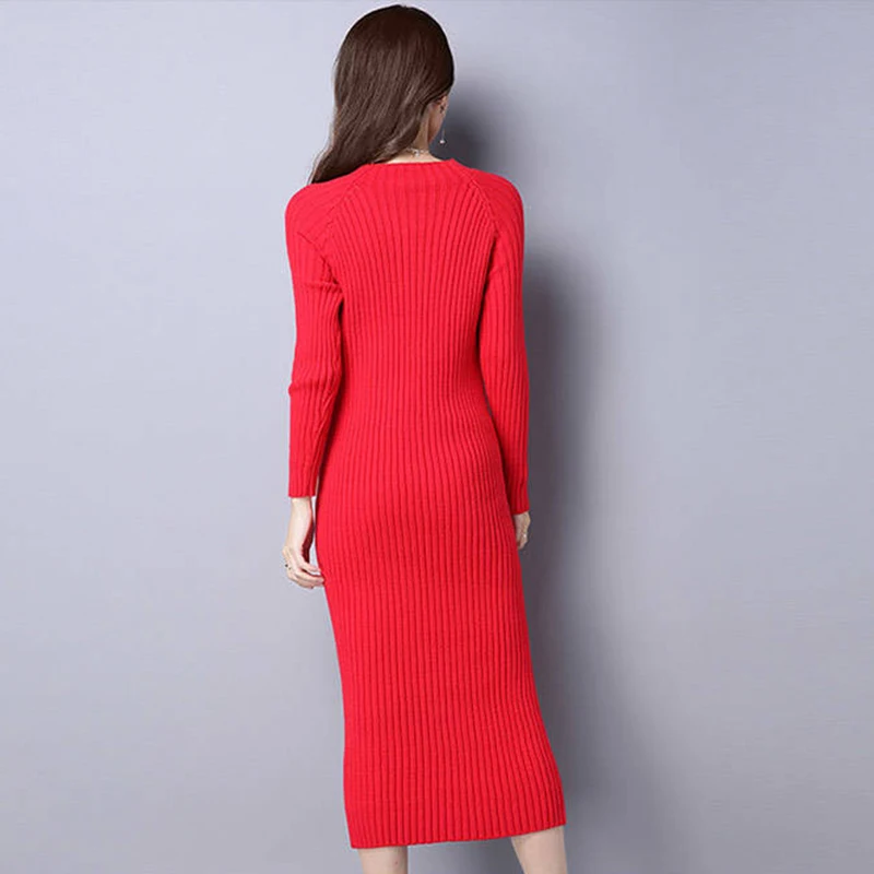 Extra Long Slim Pencil Knitted Dress Women Casual Plus Size Winter Warm Elasticity Sweater Basic Dress Elegant party vestito Extra Long Slim Pencil Knitted Dress Women Casual Plus Size Winter Warm Elasticity Sweater Basic Dress Elegant party vestito